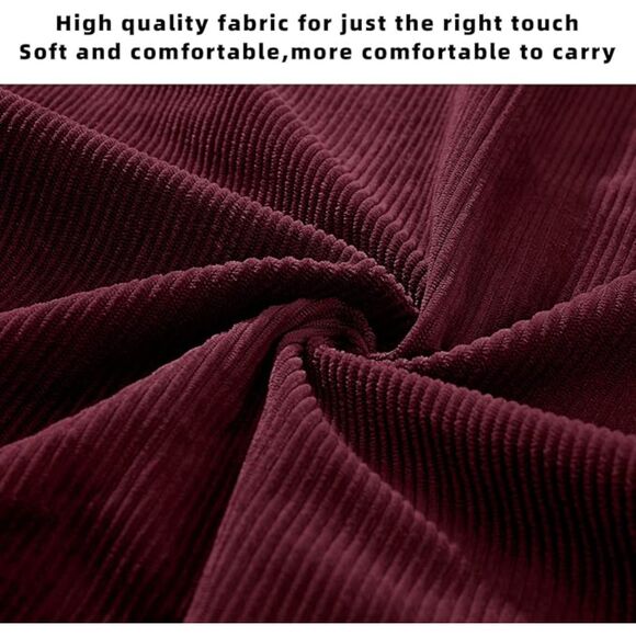 Women Red Imported Corduroy Casual Big Capacity Shoulder Tote Handbag - Picture 3 of 4